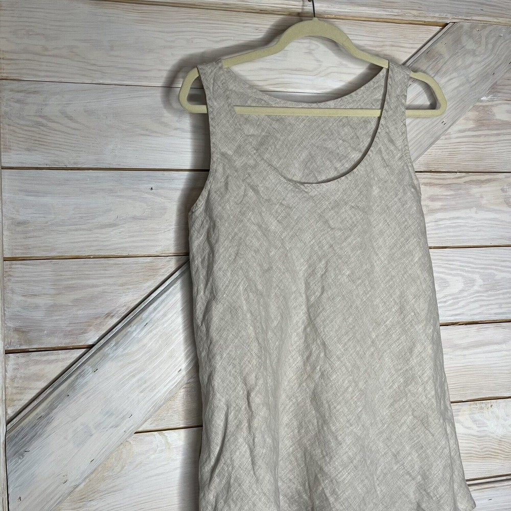 Go Lightly Lagenlook Linen Sleeveless Scoop Neck Tank Top Oatmeal